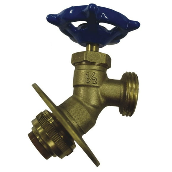 1/2" Push Fit x 3/4" Male Garden Hose Thread Hose Bibb Sillcock Valve - with Flange