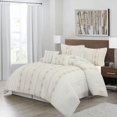 Lanco White Comforter Set King Size 7 Piece Satin Stitching Embroidery Bedding Set 7503