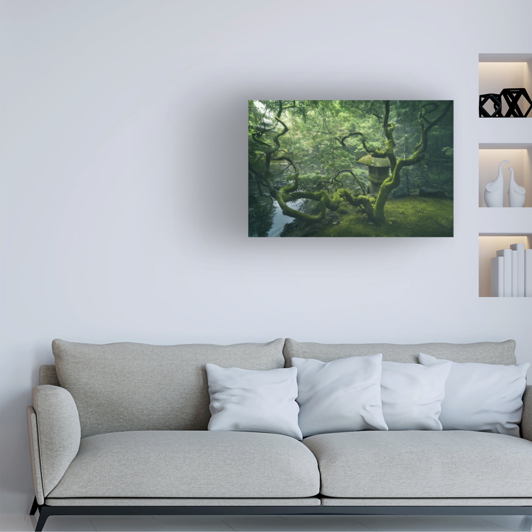 Canvas Wall Art - Javier De La 'Japanese Tree' Wall Art for Living Room, Bedroom, or Office Décor by Trademark Fine Art - 19 x 12 Inches