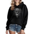 thumbnail image 3 of yoeyez Hoodies for Women Plus Size Fall Fashion Pullover Skull Print Halloween Hooded Sweatshirts with Kangaroo Pockets Black,S, 3 of 7