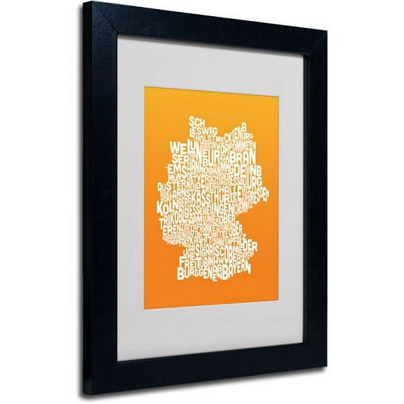 Trademark Fine Art "ORANGE-Germany Regions Map" Matted Framed by Michael Tompsett