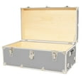 thumbnail image 3 of Rhino Trunk & Case Large Leather Embossed Vinyl Trunk, Summer Camp Footlocker, College Dorm Storage Chest, Bench - Strong Sportsman Trunks, 1000+ Pound Sitting Capacity 32"x18"x14" (Gray), 3 of 9