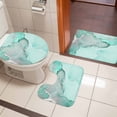 thumbnail image 4 of Aqua Marble Bath Mat 3 Piece Bathroom Rug Set, Modern Abstract Waves Silvery Farmhouse Non Slip Bath Rug Contour Mat and Toilet Lid Cover, Absorbent Shower Mats Soft Bath Rugs and Mats Sets, 4 of 8