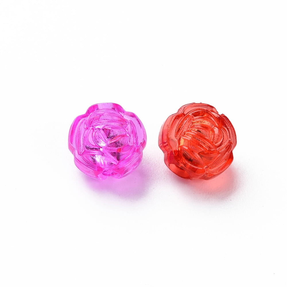 Transparent Acrylic Beads Flower Mixed Color 11x10.5x9.5mm Hole: 3mm about 980pcs/500g