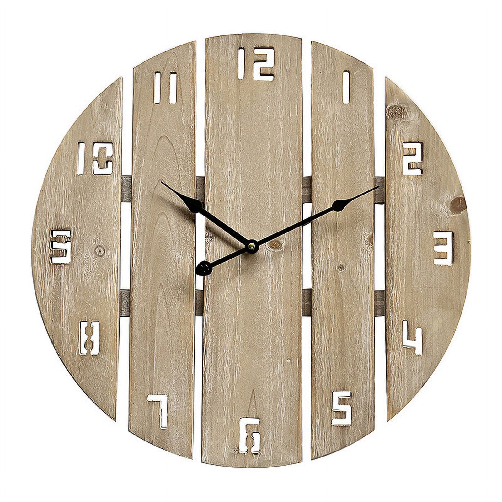 Sage Timber Natural Tone Round Wood Wall Clock