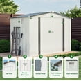 thumbnail image 3 of 8X6 FT Metal Outdoor Storage Shed, Tool Shed with Pitched Roof Waterproof with Side Window and Lockable Door for Garden Tool Storage, Everyday Sundries (White + Gray), 3 of 8