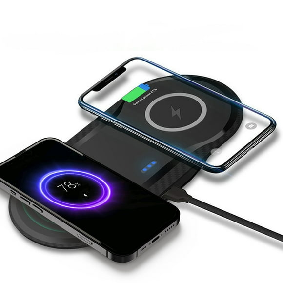 COFEST Wireless Charging Station, Upgraded 2 In 1 Wireless Charger Stand with Breathing Indicator, with 10W Max Wireless Charger Stand Black