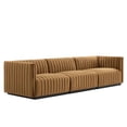 thumbnail image 2 of Modway Conjure Channel Tufted Performance Velvet Sofa in Black Cognac, 2 of 10