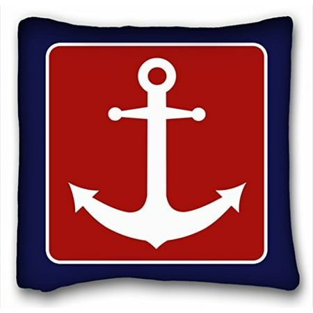 Blue Square Pillow - WinHome Nautical Anchor - Red White And Blue Throw Pillow Personalized Square Throw Pillow Case Decor Cushion Covers Size 18x18 Inches Two Side Print