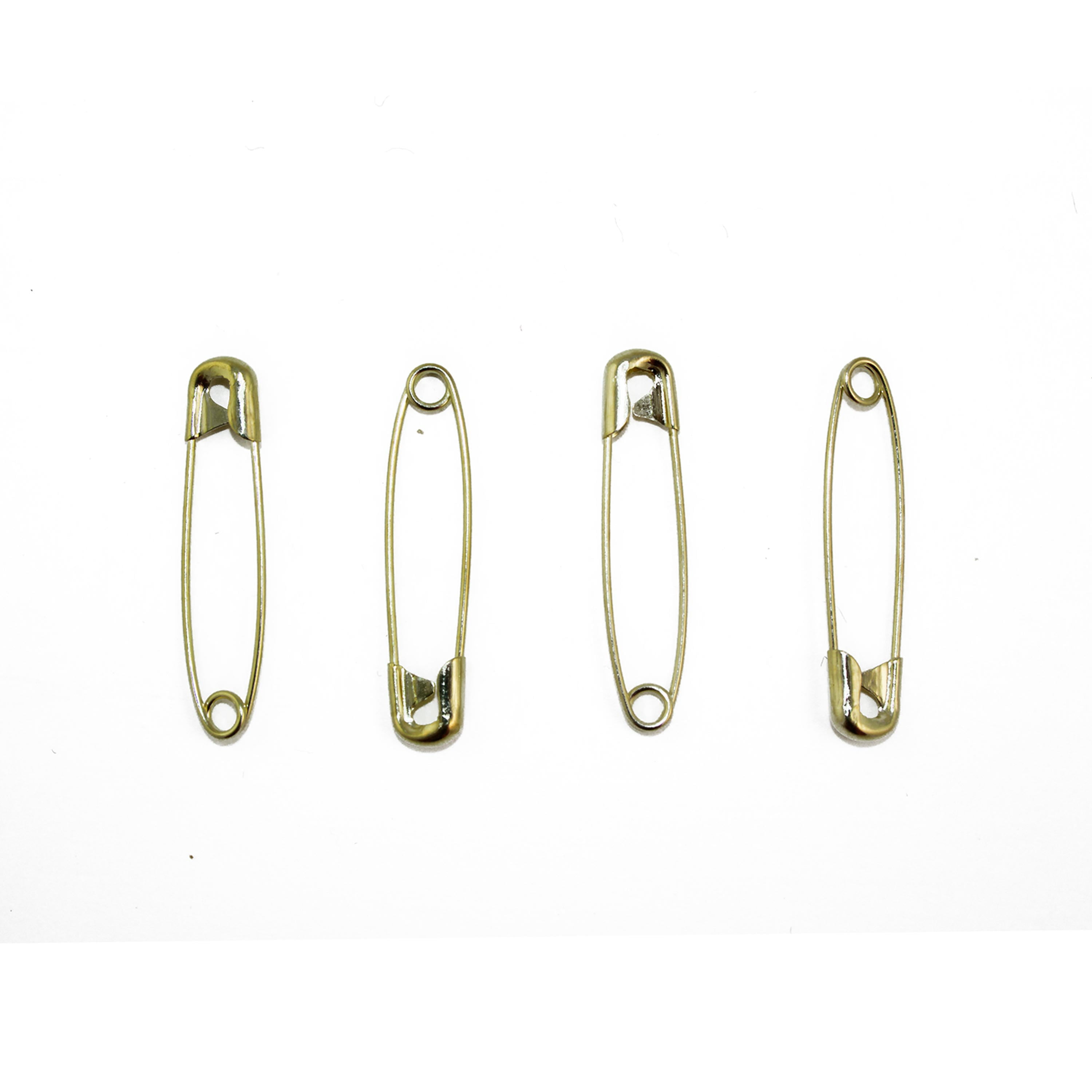 Set of 2 Large Beaded Safety Pins Gold Tone Clear Yellow White