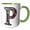 Green/White, variant on 3drose, Pretty Image of Stained Glass Monogram Letter P, 11oz Two-tone Blue Mug