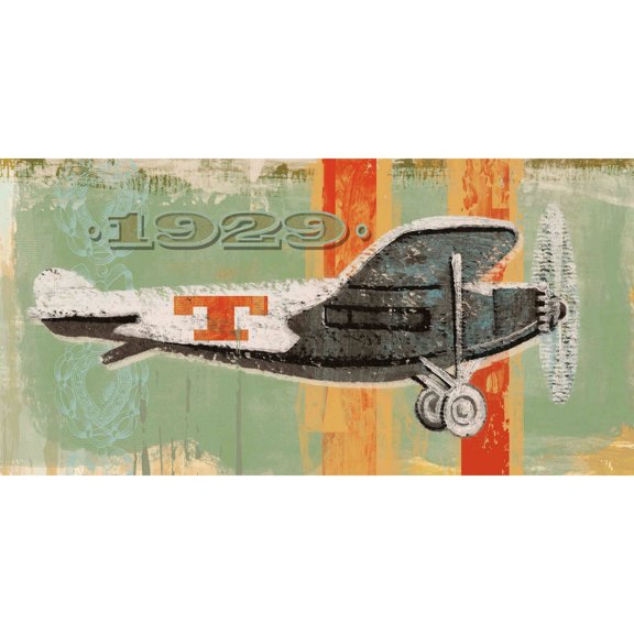 MARMONT HILL - Vintage Plane 1929 Painting Print on Canvas - Multi-Color 45 x 22.5