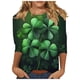 thumbnail image 2 of Xuyuer St. Patrick's Day Graphic Tee - Ladies' Relaxed Fit Crew Neck 3/4 Sleeve Top for Irish Festival Outings, Pub Crawl Events, Luck-Themed Casual Wear & Shamrock Print Street Style, 2 of 5