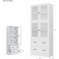 thumbnail image 2 of 78.7" H Bookcase with Glass Doors, 4-Tier Bookshelves with 2 Drawers, Modern Display Storage Cabinet for Home Office, Living Room, White$$Home Decor, Kitchen, & Other, 2 of 9