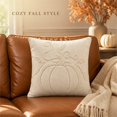 thumbnail image 3 of Halloween Needlepoint Pumpkin Throw Pillow, White Decorative Pillow for Couch and Bed 18" x 18", 3 of 8