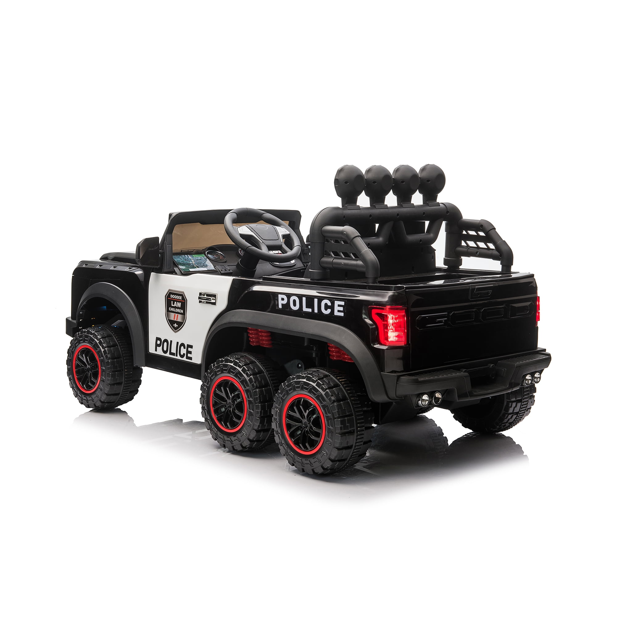 CIPACHO 24V Kids Ride On Police Car Toy with 2.4G Remote Control, Electric Car for Kids Four Wheel Absorber, Music and Light, Trunk, Black CIPACHO 24V Kids Ride On Police Car Toy with 2.4G Remote Control, Electric Car for Kids Four Wheel Absorber, Music and Light, Trunk, Black