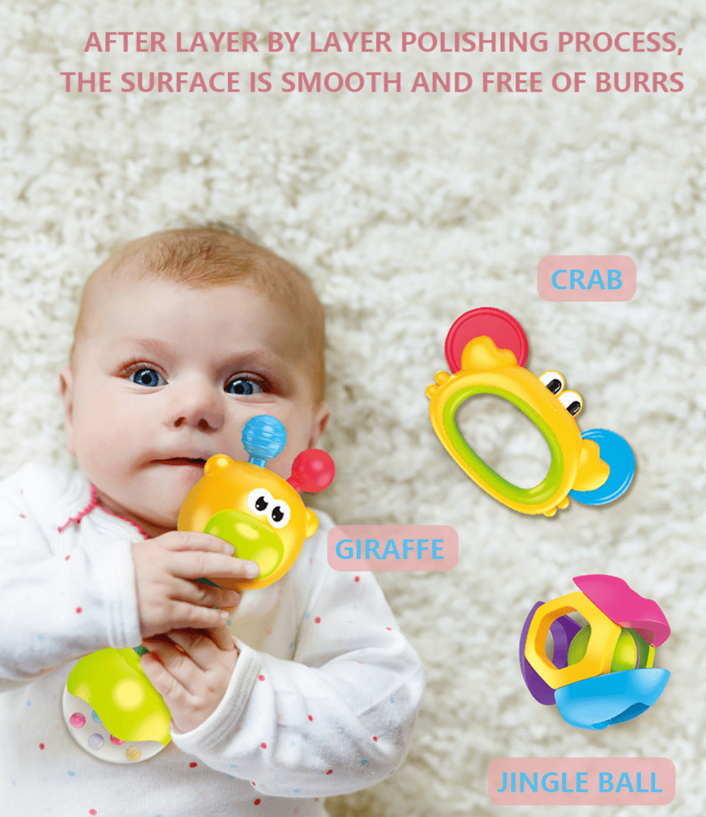 Ludolm 10Pcs Baby Rattles Toy Set, Baby Toys 0-6 Months Infant Toys 6-12 Months Teethers for Babies 3-6 Months Easter Basket Stuffers, Sensory Teething Toys 0 1 2 3 4 5 6 Month Newborn Boy Girl Gifts