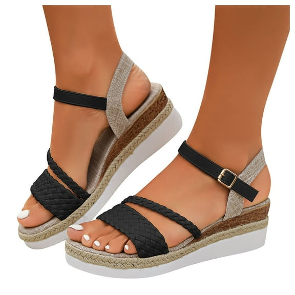 Braided Platform Wedge Sandals for Women 2025 Boho Woven Beach Espadrilles High Heels Dressy Sandals
