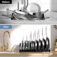 thumbnail image 3 of Behome Pots and Pans Organizer Under Cabinet, Expandable Pot Lid Organizer Holder with 10 Adjustable Dividers, Kitchen Pot Pan Lid Rack Storage Holder Organizers, Black, 3 of 7
