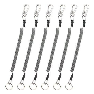 - booms fishing t4 coiled lanyard or safety rope wire steel inside attached with lobster 59 inches max stretch