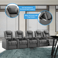 thumbnail image 2 of Weilianda Home Theater Seating Top Grain Nappa Leather Recliner Chair Dual Power Movie Gaming Sofa Electric Headrest with Tray Table Type-C USB Charge Cup Holders (Row of 5), 2 of 8