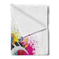 thumbnail image 2 of Music Soft Flannel Fleece Blanket, Abstract Design of Colorful Paint Splatter Splashes and Keyboard Fun Party, Cozy Plush for Indoor and Outdoor Use, 70" x 90", White and Multicolor, by Ambesonne, 2 of 5