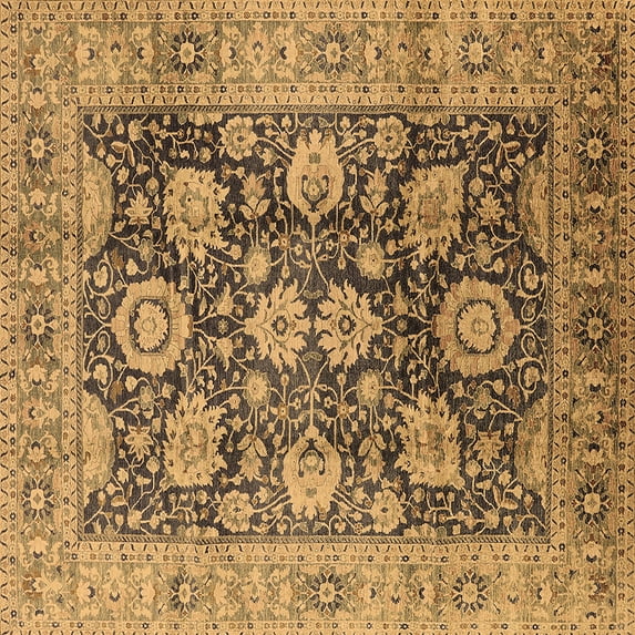 Ahgly Company Indoor Square Oriental Brown Industrial Area Rugs, 6' Square