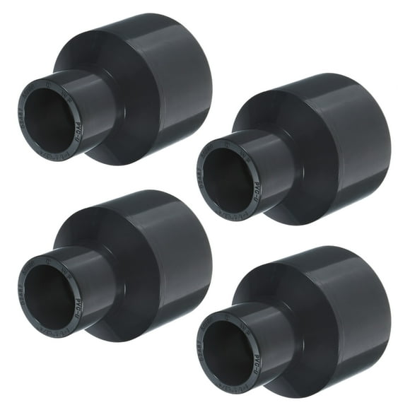 Uxcell 4-Pack UPVC Reducer Pipe Fitting, 1-1/2"*3/4" Reducing Coupling Connector PVC Straight Pipe, Grey