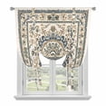 thumbnail image 2 of Vintage Flowers Pattern Tie Up Curtain 54 Inches Long, Grey Green Classical Bohemian Balloon Style Kitchen Window Curtain Over Sink, Small Window Rod Pocket Curtain 42"x54", 2 of 9