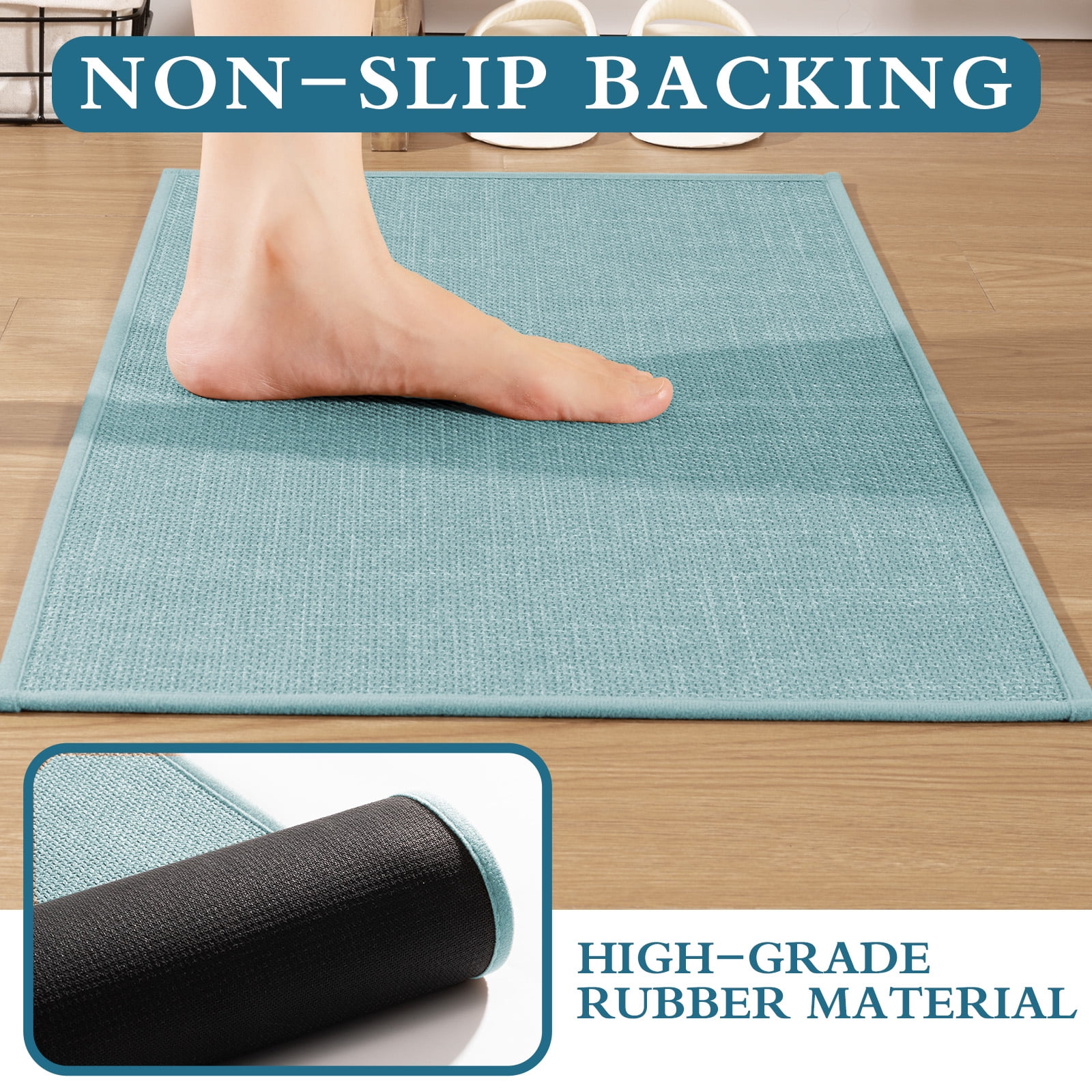 ChakmeOne 5 Piece Bathroom Rug Set Thin Super Absorbent Non Slip Machine Washable Bath Mat with Rubber Backing for Shower Tub Floor & Toilet