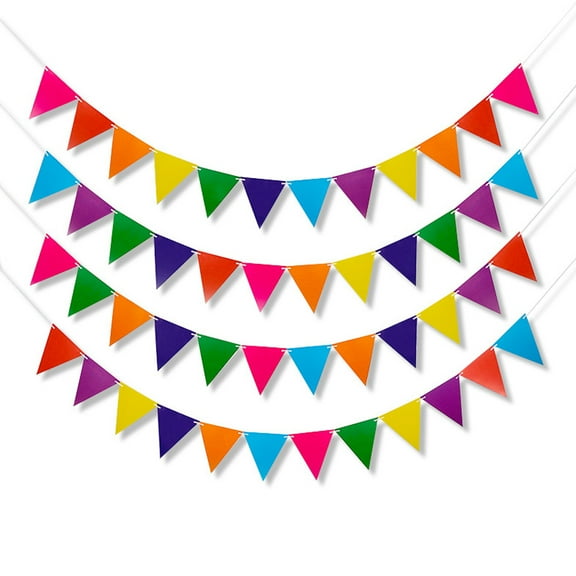 6 Sets Rainbow Pennant Banner Multicolor Hanging Paper Triangle Flag Pennant Banners Rainbow Bunting for Birthday Party Festival Decorations