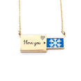 thumbnail image 1 of Blue Snowflake Winter Sport Outline Letter Envelope Necklace Pendant Jewelry, 1 of 3