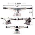 thumbnail image 2 of Victory Jump Skateboard Trucks and Wheels Set, Skateboard Accessories, Skateboard Trucks 5.25 inch, Skateboard wheels 52mm, Skateboard Bearings (5.25 inch Silver Truck w 52mm White Wheels), 2 of 7