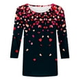 thumbnail image 4 of Valentines Shirts for Women Love Heart Graphic Tops 3/4 Sleeve Summer Casual Crew Neck Gift Clothes for Her, 4 of 4