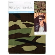 Styled Basics Green Camouflage Bandana, Unisex, Adults,100% Cotton, 22" x 22"