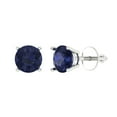 thumbnail image 2 of 1.5 Ct Round Cut Studs Blue Sapphire 18K White Solid Solid Gold Everyday Dainty Earrings Screw Back, 2 of 7