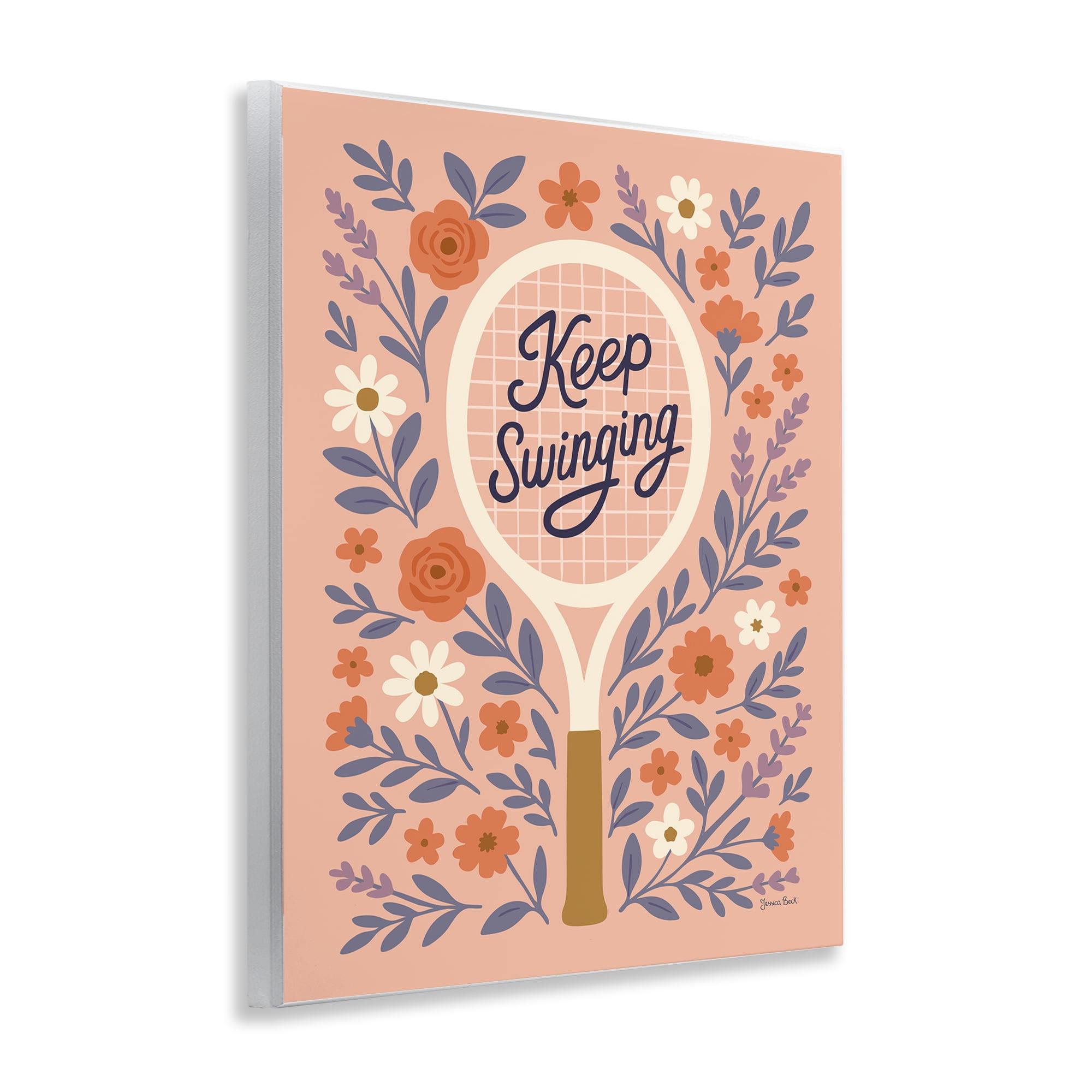 Stupell Industries Keep Swinging Floral Tennis Wall Plaque Art, design by Jessica Beck