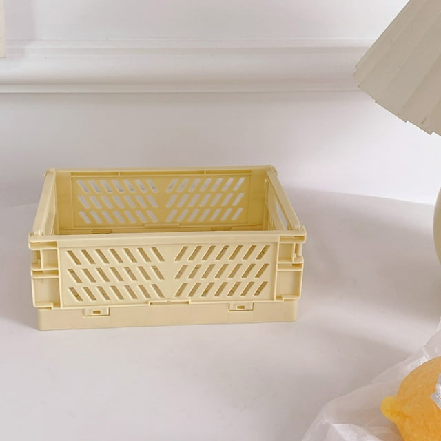 Vaidha Foldable Plastic Storage Basket For Organizing Crates With Handles For Desks And Bedrooms