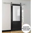 thumbnail image 3 of Sturdy Barn Door | Lucia 22 Matte Black with Frosted Glass | 6.6FT Rail Hangers Heavy Hardware Set | Solid Panel Interior Doors, 3 of 6
