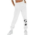 thumbnail image 2 of BiZtdJrK Womens Sweatpants Stars Print Elastic High Waist Yoga Workout Joggers Drawstring Fashion Street Sweat Pant with Pockets White XL, 2 of 5