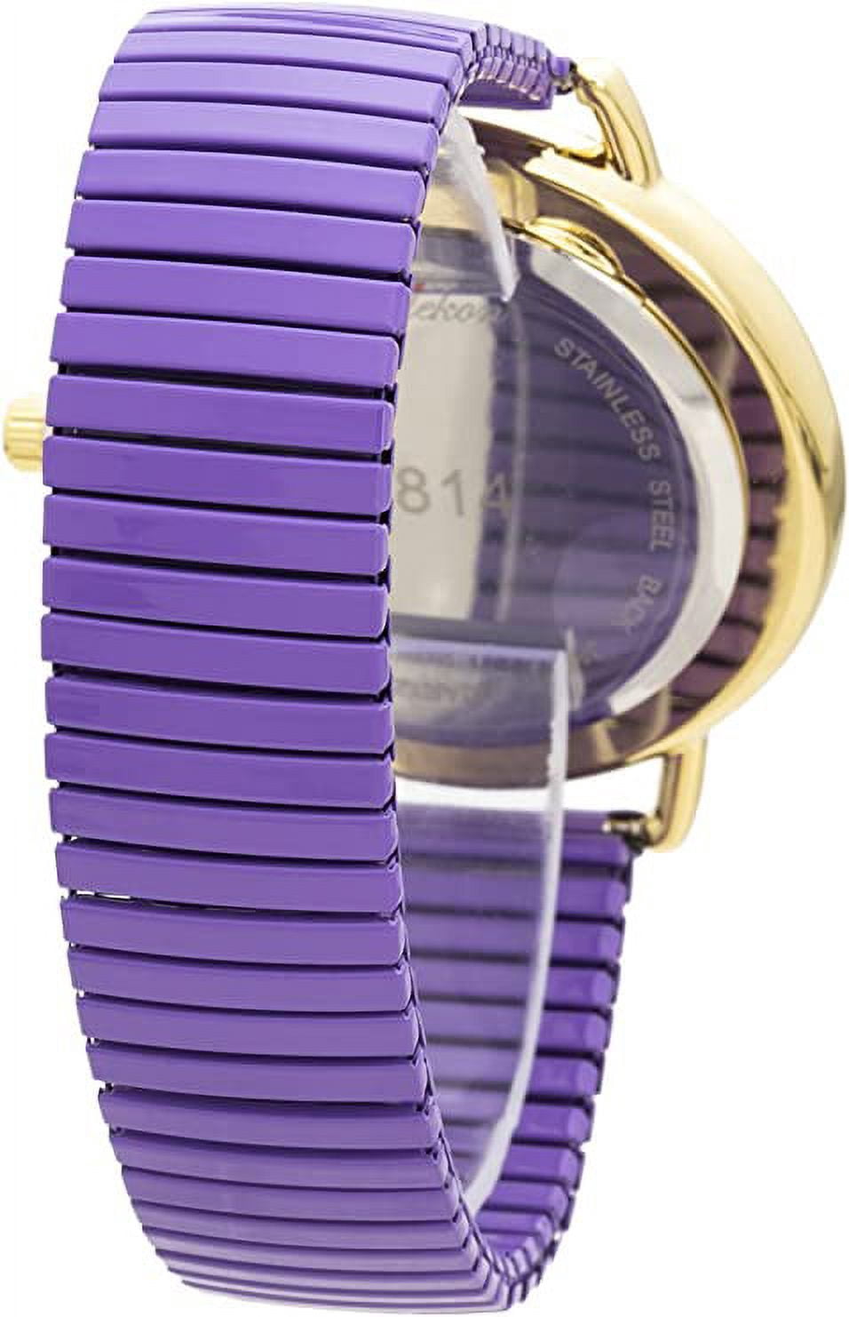 Blekon Women Wrist Watch Large 43mm White Face Stainless Steel Stretch Band Watch Analog Display
