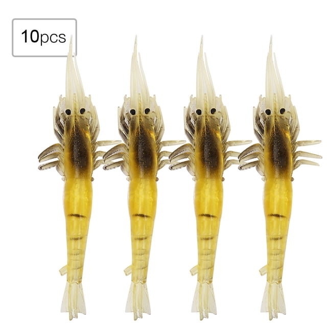 Lote de 10 señuelos de pesca de camarones de plástico, suaves y realistas, cebos artificiales, accesorios para aparejos.