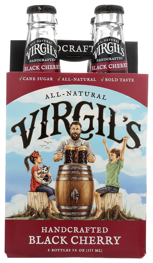 Virgil's Black Cherry & Cream Soda Pop, 12 Fl Oz 4 Pack Glass Bottles ...