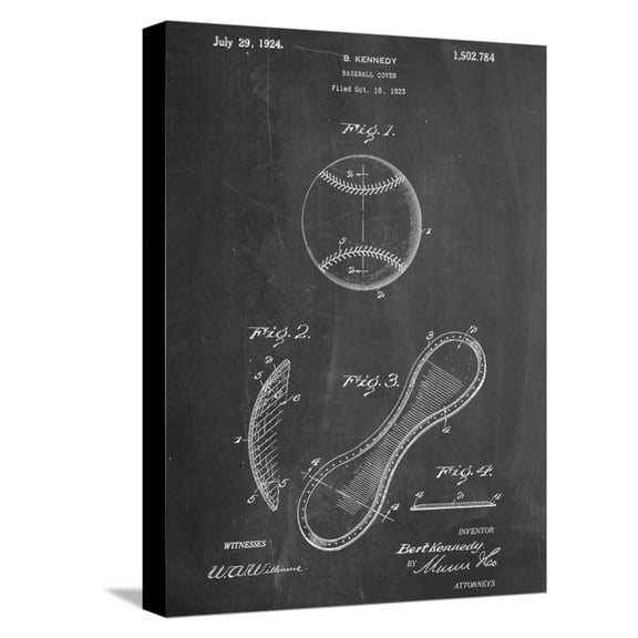 Art.com Baseball Patent 1923 Stretched Canvas Print Wall Art, 12" x 16"