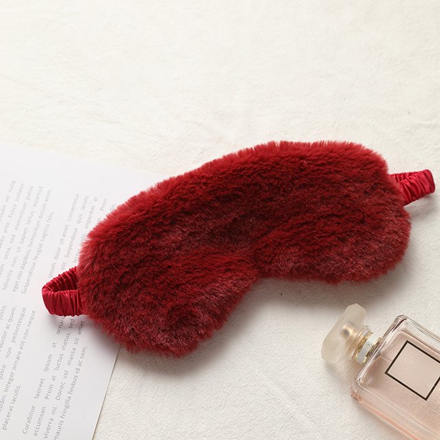 Máscara de ojos para dormir con sombreado de pelo de conejo, máscara de ojos de felpa transpirable y agradable para la piel, bolsa de hielo de otoño e invierno, linda máscara de ojos para el hogar