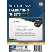 HA SHI Self Adhesive Laminating Sheets, Clear Contact Paper, Planner Accessories, Pouches, No Machine Need, No Heat, Letter Size, 9 x 12 Inch (20 Sheets, Clear)