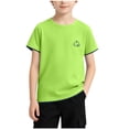 thumbnail image 2 of Muscularfit T Shirts for Boys Boys Athletic Shirts Short Sleeve Golf Shirts Pullover Shirt Green Crew Neck Graphic Tees Third Grade Shirt,9-10 Years, 2 of 9