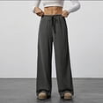 thumbnail image 3 of VBVC Women's Drawstring Ribbed Knit Pants,Wide Leg Sweatpants For Women,Ladies Lightweight Trousers with Pockets,Dark Gray,S-2XL, 3 of 10