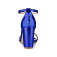thumbnail image 2 of BLISSFUL STEP Women's Sandals Rhinestone Chunky Heel Ankle Strap Open Toe Party Shoes Deep Blue 8, 2 of 7