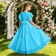 thumbnail image 4 of HAYIMI Child Chiffon Dress For Girls Summer Party Wear Soft Flowy Toddler Formal Evening O-Neck Flutter Sleeve Sweet Dresses, 4 of 5
